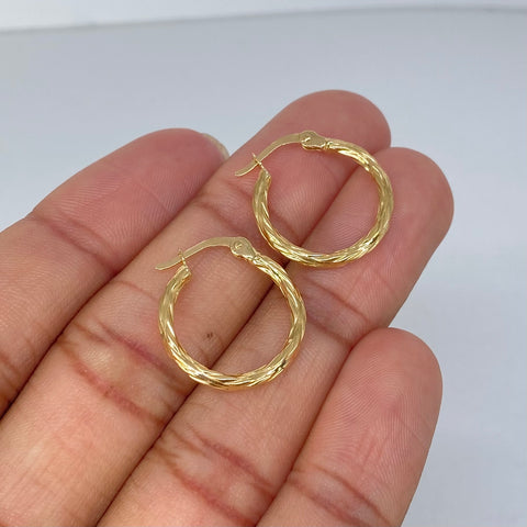Candongas Entorchadas Lineas Cruzadas Oro amarillo 1,25 Gr / 2,1 Cm †