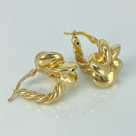 Candongas ● Flor Entorchadas Oro amarillo 18k +3 / 3 Gr / 2 Cm *