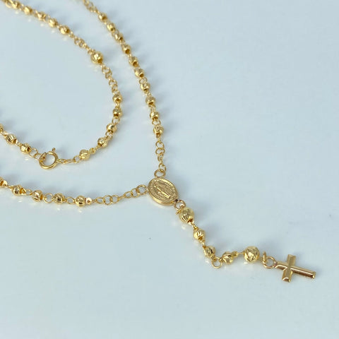 Rosario Virgen Milagrosa Bolas Diamantadas 4/3mm Oro amarillo 5,44 Gr / 45 Cm