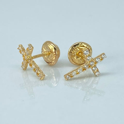 Topos Cruz Circones Blancos Oro amarillo 0,75 Gr / 7 mm