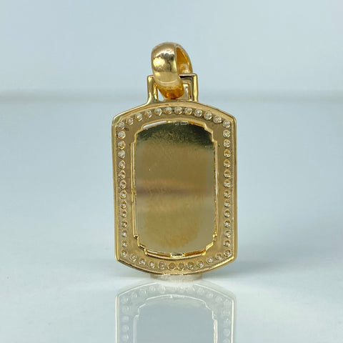 Dije Placa Rectangular Circones Blancos Oro amarillo 3,95 Gr / 3,3 Cm †