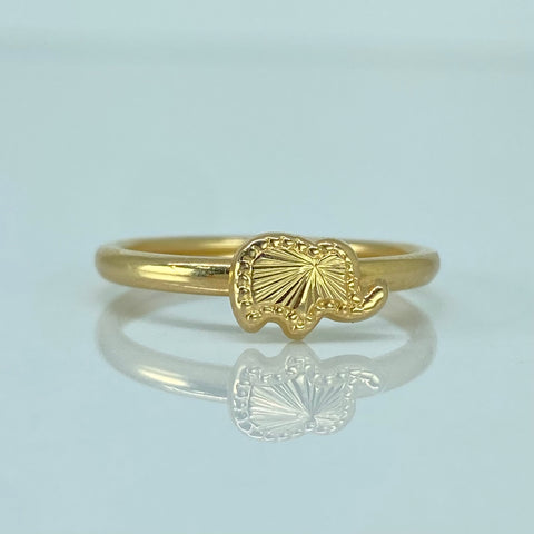 Anillo Elefante Diamantado Oro amarillo / Talla 6 3/4 / 1,11 Gr *