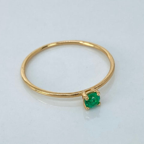 Anillo Solitario Esmeralda 10Pts Oro amarillo 18k / Talla 7 1/2 / 0,87 Gr †