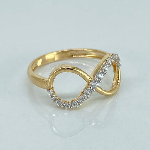 Anillo Infinito Circones Blancos Oro amarillo / Talla 6 3/4 / 1,71 Gr *