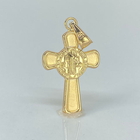 Dije Cruz Cristo San Benito Oro amarillo 18k 1,65 Gr / 3,5 Cm *