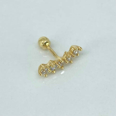 Piercing Cinco Circones Blancos / Oro Amarillo 18k (Joya) / 0,66gr / 1.1cm / (Oreja)