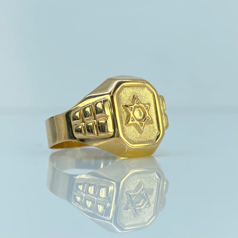 Anillo Sello Estrella De David Oro amarillo 18k / Talla 10 1/4 / 4,15 Gr †