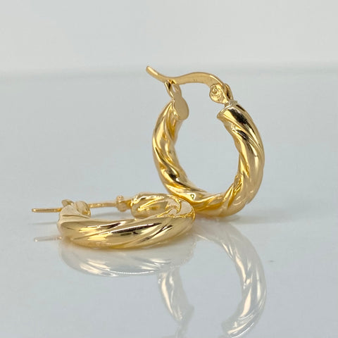 Candongas Entorchadas Oro amarillo 18k 1,9 Gr / 1,8 Cm  *