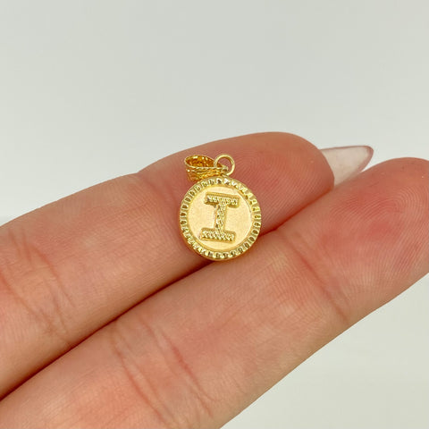 Dije Letra I Diamantada Oro amarillo 18k 0,63 Gr / 1,8 Cm  *
