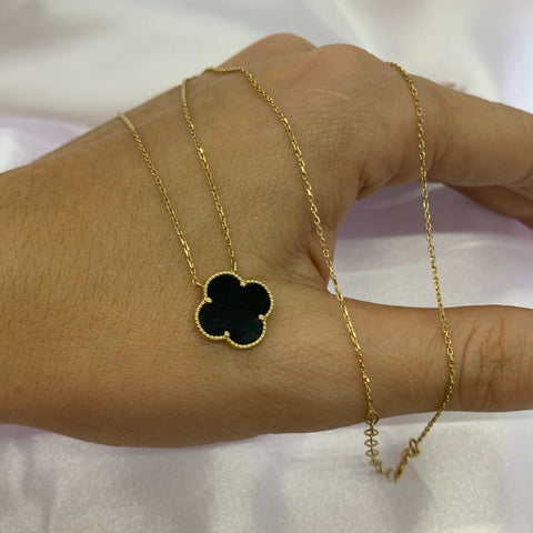 Cadena Italy Rolon + Trebol Negro Graduabl Oro amarillo 18k +3 / 2,73 Gr / 13,4 mm / 45 Cm *