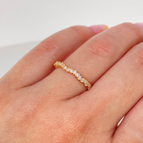 Anillo Circones Blancos Oro amarillo / Talla 7 1/4 / 1,15 Gr †