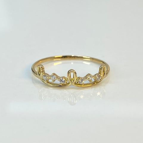 Anillo Circones Blancos Oro amarillo 18k / Talla 6 / 0,78 Gr *