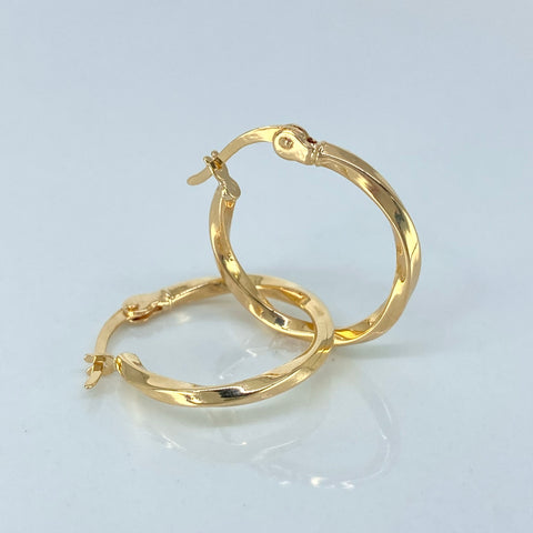 Candongas Melcochas Cuadradas Oro amarillo 18k 1,43 Gr / 2,1 Cm  †