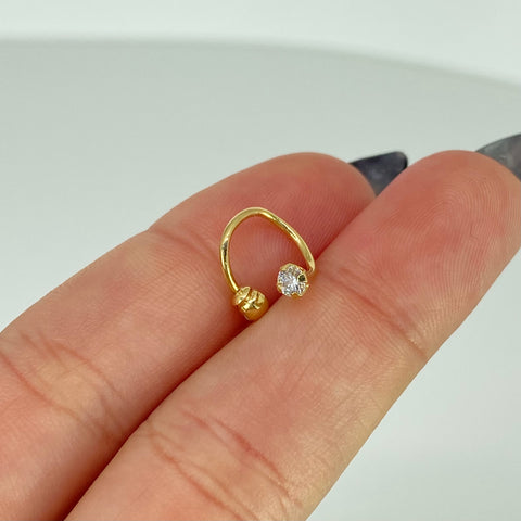 Piercing Espiral Circon Blanco  / Oro Amarillo 18k (Joya) / 0,52gr / 1.1cm / (Oreja)