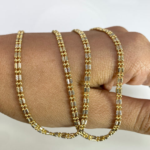 Cadena Italy Punto Cuadrado Oro amarillo y Oro blanco 18k +3 / 11,22 Gr / 2,6 mm / 60 Cm *