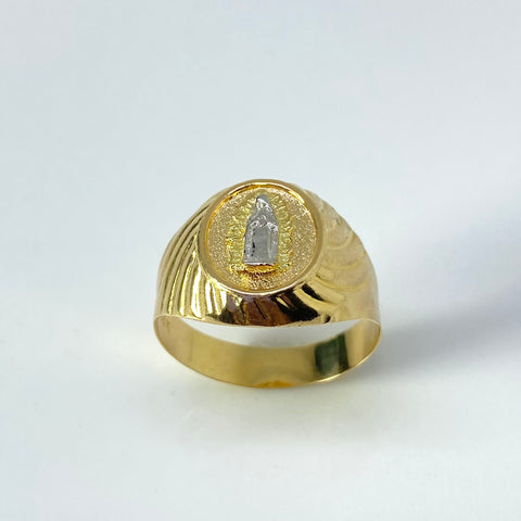 Anillo Contorno Virgen Guadalupe Oro amarillo y Oro blanco 18k / Talla 10 1/2 / 3,52 Gr *