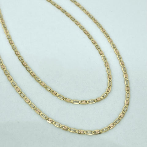 Cadena ● Escalera Plana Diamantada Tres oros 18k 1,91 Gr / 1,5 mm / 45 Cm