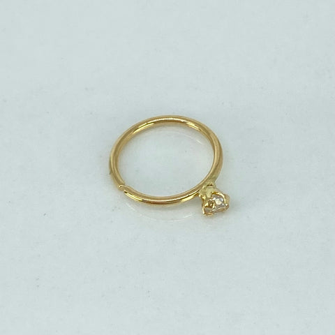 Piercing Circon Blanco 3mm / Oro Amarillo 18k (Joya) / 0,2gr / 1.1cm / (Nariz) *