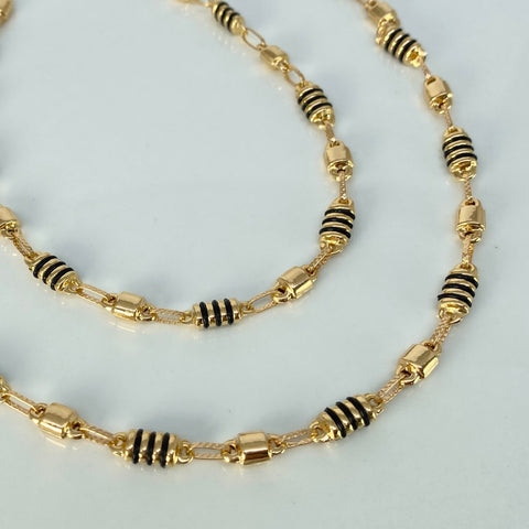 Cadena Rustica Eslabones Cauchos Negros Oro amarillo 14,20 Gr / 4,7 mm / 65 Cm *