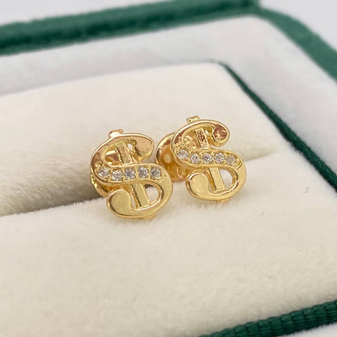 Topos Signo $ Circones Blancos Oro amarillo 18k 1,08 Gr / 8,5 mm