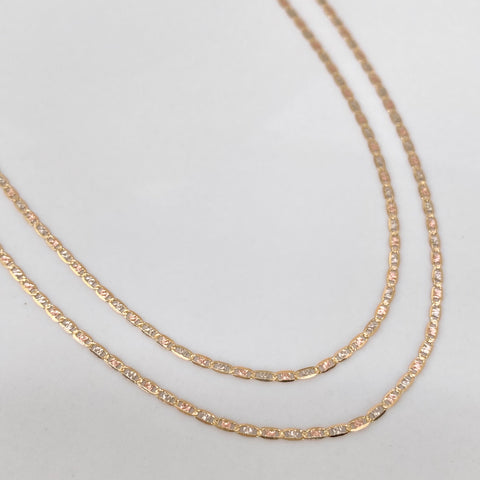 Cadena ● Escalera Plana Diamantada Tres oros 18k 1,34 Gr / 1,2 mm / 45 Cm *