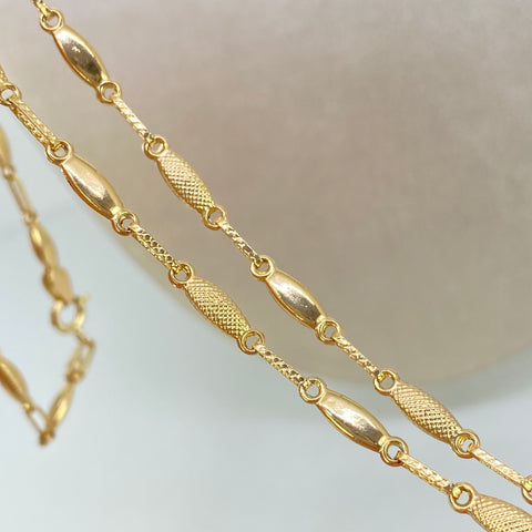 Cadena Rustica Eslabones Punteados Oro amarillo 18k 8,08 Gr / 3,3 mm / 60 Cm