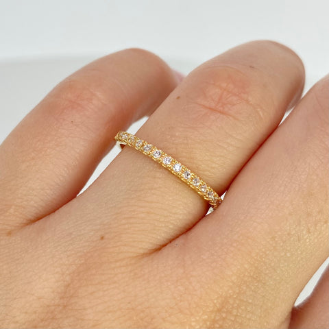 Anillo Churumbela Circones Blancos Oro amarillo 18k / Talla 7 1/4 / 1,94 Gr *