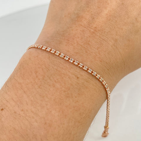 Pulso ● Punto Cuadrado Diamantado Oro blanco y Oro rosa 18k +3 / 3 Gr / 2,3 mm / 19,5 Cm