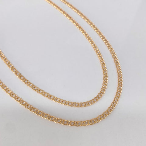 Cadena ● Cubana Doble Oro amarillo 18k 3,2 Gr / 2,6 mm / 60 Cm *