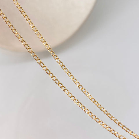 Set Cadena ● Cubana + Dije Virgen Guadalupe Oro amarillo 18k 2,45 Gr / 1,4 mm / 60 Cm