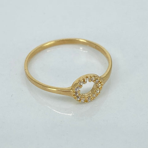 Anillo Circulo Circones Blancos Oro amarillo 18k / Talla 6 1/4 / 1 Gr *