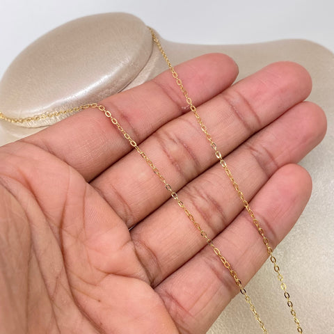 Set Cadena ● Rolon + Dije Corazon Circones Verdes Oro amarillo 18k 1,58 Gr / 1,5 mm / 50 Cm *