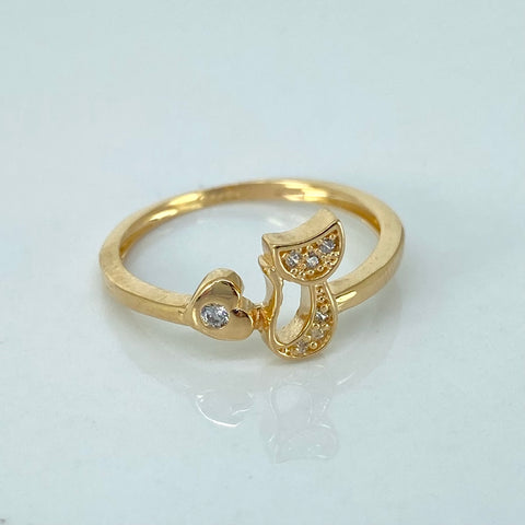Anillo Gato Circones Blancos Oro amarillo 18k / Talla 6 1/2 / 1,82 Gr