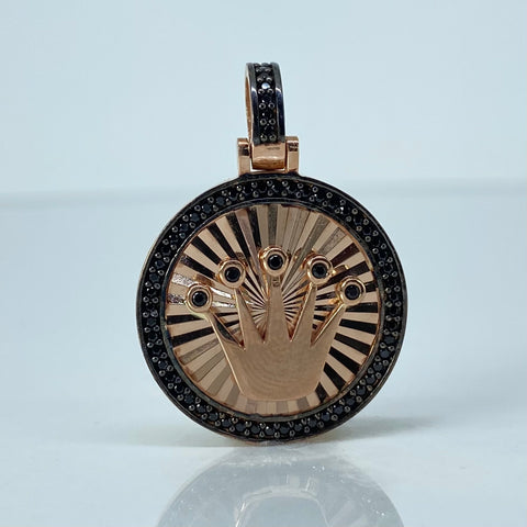 Dije Corona RX Circones Negros Oro rosa 5,03 Gr / 3,2 Cm *