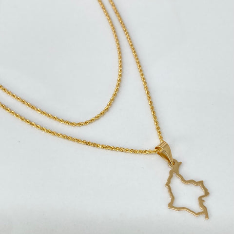 Set Cadena ● Lazo + Dije Mapa Oro amarillo 18k 1,95 Gr / 1,5 mm / 45 Cm