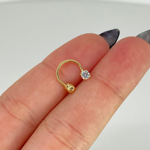 Piercing Aro Circon Blanco / Oro Amarillo 18k (Joya) / 0,45gr / 1.1cm / (Oreja) *