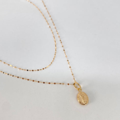 Set Cadena ● Crispeta + Dije San Miguel Arcangel Oro amarillo 18k 0,65 Gr / 1 mm / 45 Cm *