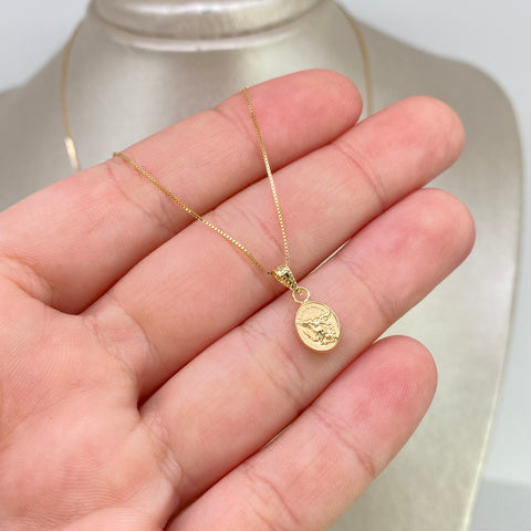 Cadena ● Veneciana + Dije San Miguel Arcangel Oro amarillo 18k 1,30 Gr / 0,5 mm / 50 Cm *