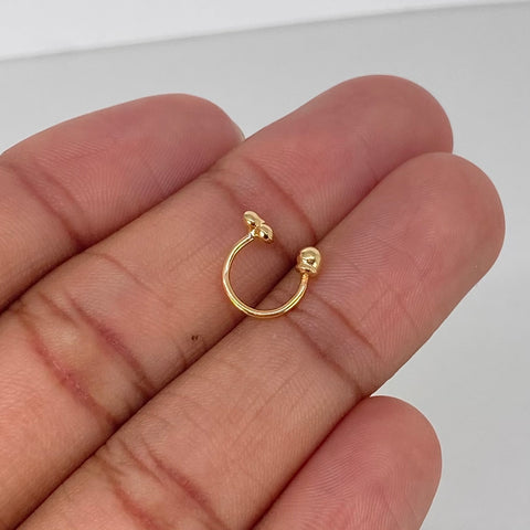 Piercing Aro Corazon Bola Lisa / Oro Amarillo 18k (Joya) / 4mm / 0,4gr / 1.1cm / (Labio) †