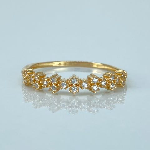 Anillo Flor Churumbela Circones Blancos Oro amarillo / Talla 7 1/2 / 1,45 Gr