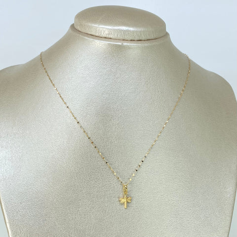 Set Cadena ● Crispeta + Dije Libelula Oro amarillo 18k 0,65 Gr / 1 mm / 50 Cm