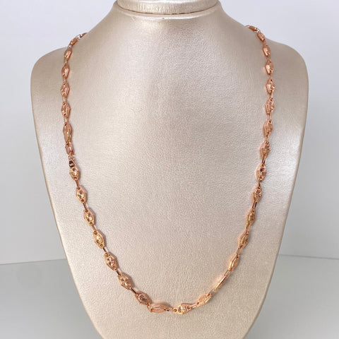 Cadena Rustica Eslabones Exagonos Diamantados Oro rosa 14,32 Gr / 6 mm / 60 Cm †