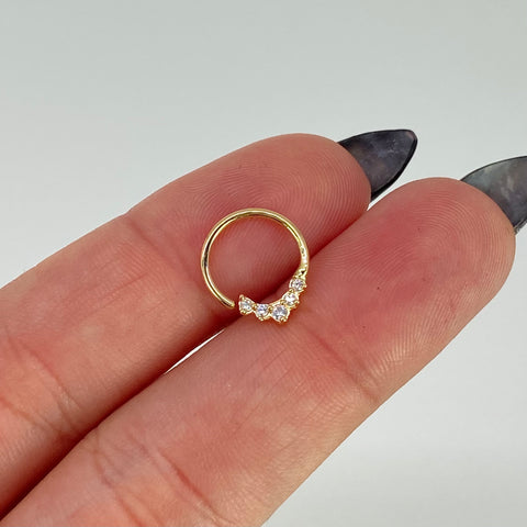 Piercing Aro Circones Blancos / Oro Amarillo 18k (Joya) / 0,49gr / 1.1cm / (Nariz) *