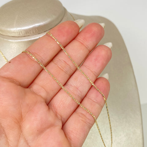 Cadena ● Escalera Plana Diamantada Tres oros 18k 1,5 Gr / 1,2 mm / 50 Cm †