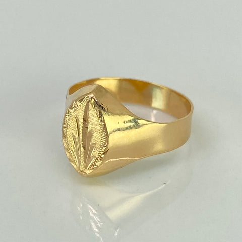 Anillo Sello Ovalado Espiga Oro amarillo 18k / Talla 5 / 1,6 Gr