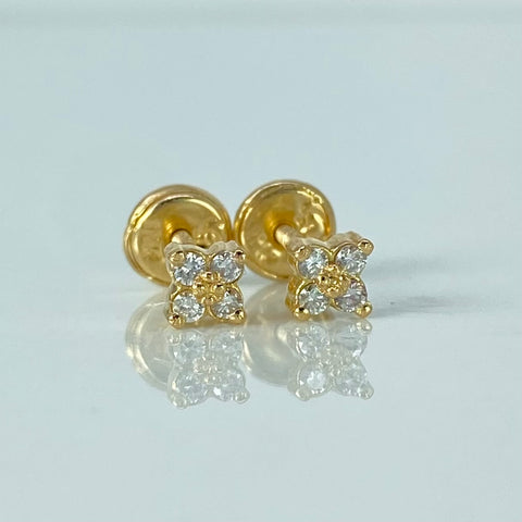 Topos Trebol Diamantes 10PTS Oro amarillo 1,1 Gr / 4 mm †