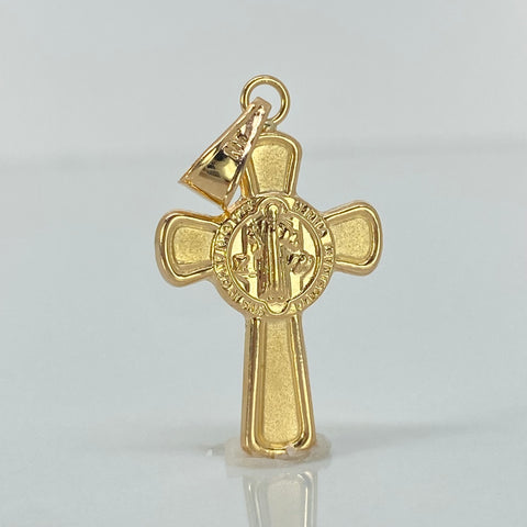 Dije Cruz Cristo San Benito Oro amarillo 18k 1,65 Gr / 2,6 Cm †