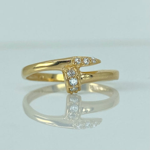 Anillo Clavo CT Circones Blancos Oro amarillo 18k / Talla 7 / 1,7 Gr *