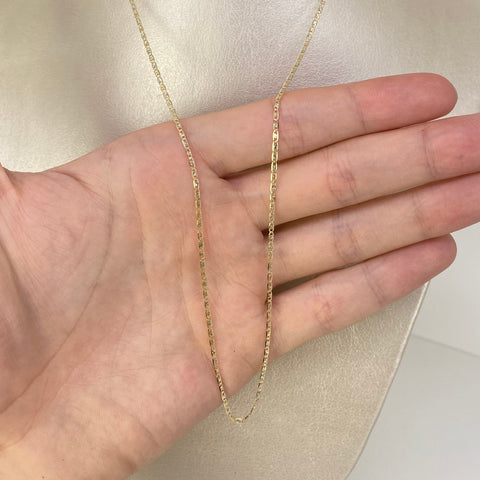 Cadena ● Escalera Plana Diamantada Tres oros 18k 2 Gr / 1,5 mm / 50 Cm *