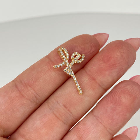 Dije FE Circones Blancos Oro amarillo 18k 1,45 Gr / 2,4 Cm